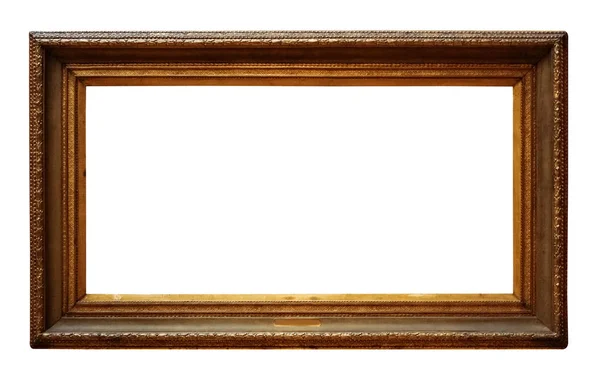 Gouden Houten Fotolijst Voor Ontwerp Witte Geïsoleerde Achtergrond — Stockfoto