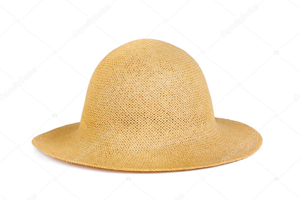 Summer straw hat isolated on white background