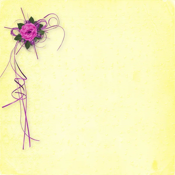 招待状やお祝いのための写真の美しいバラと弓 ホリデー カード — ストック写真