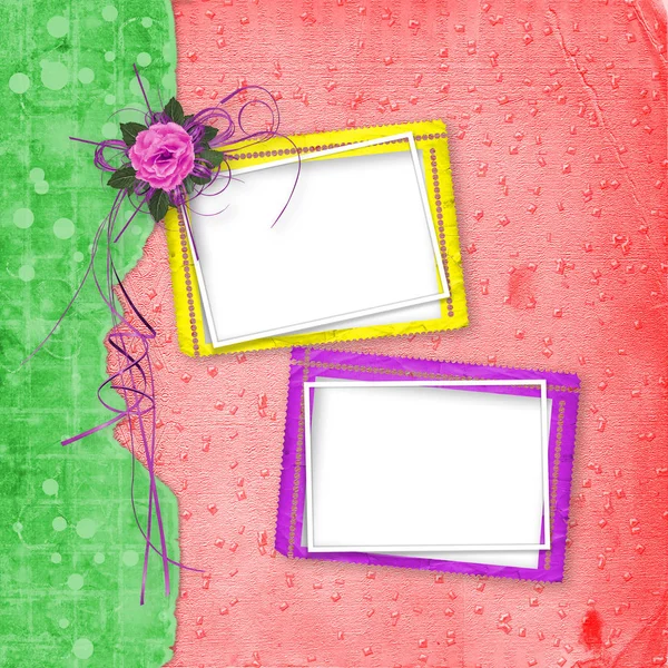 Tarjeta Felicitación Festiva Con Hermosas Rosas Marco Fotos Para Invitaciones —  Fotos de Stock