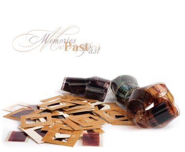 Vintage eski slaytlar, fotoğraf ve film beyaz izole arka planda kümesi;