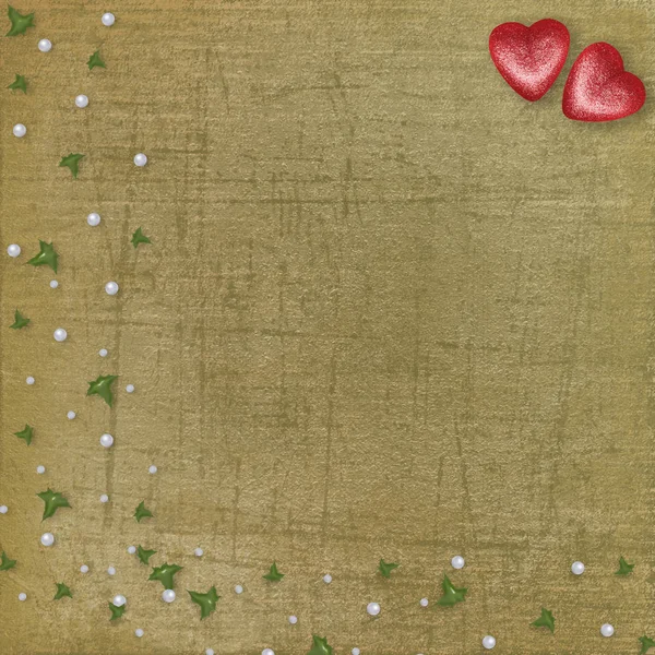 Old Shabby Vintage Style Scrapbook Card Symbolic Heart Valentine Day — Stock Photo, Image