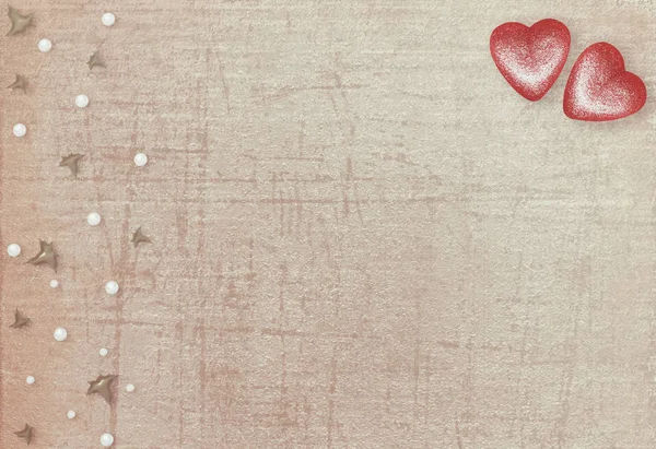 古老的破旧的复古风格剪贴簿卡与象征心脏为情人节 — 图库照片