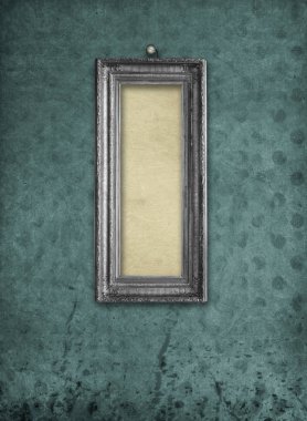 Ahşap vintage gümüş Victoria çerçeve için eski, yıpranmış yeşil duvar Müzesi sergi