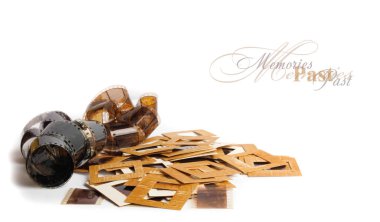 Vintage eski slaytlar, fotoğraf ve film beyaz izole arka planda kümesi;