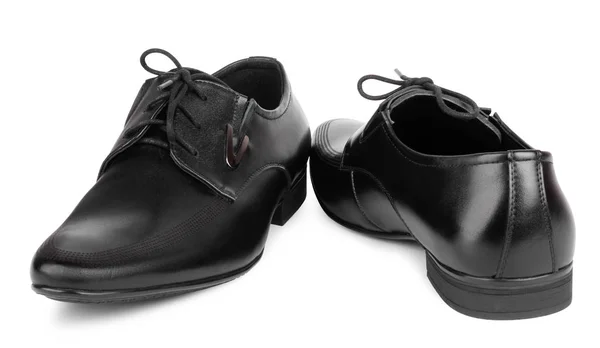 Black Elegant Men Shoes White Isolated Background — Stock Photo, Image