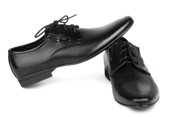 Black Elegant Men Shoes White Isolated Background — Stock Photo, Image