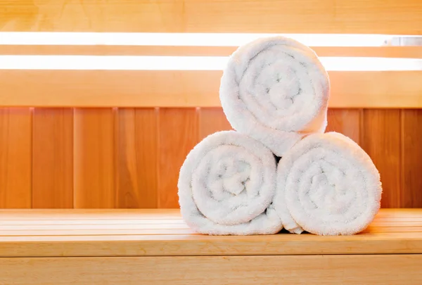 Tradicional Sauna Clásica Madera Para Relajarse Con Cubo Agua Juego —  Fotos de Stock