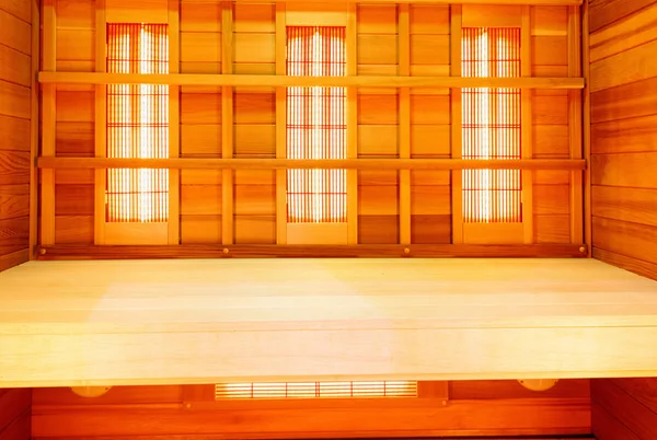 Infrared Empty Classic Wooden Sauna Improve Health — Stock Photo, Image