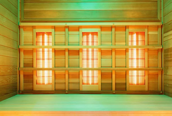 Interior Empty Classic Wooden Sauna Infrared Panels — Stock Photo, Image