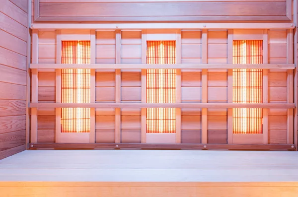 Sauna Infrarossi Vuota Classica Legno Migliorare Salute Bellezza — Foto Stock
