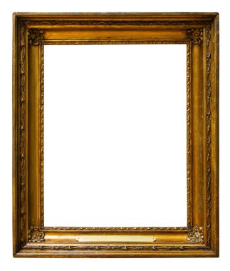 İzole arka planda tasarım için resim altın ahşap çerçeve