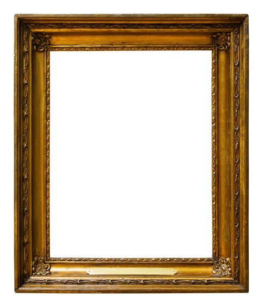 Изображение золотой деревянной рамы для дизайна на изолированном фоне — стоковое фото