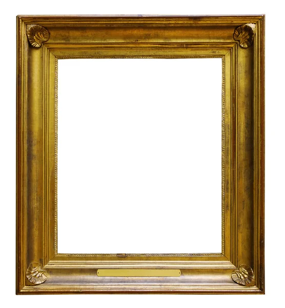 Picture gold wooden ornate frame for design on isolated background — Stock Photo, Image