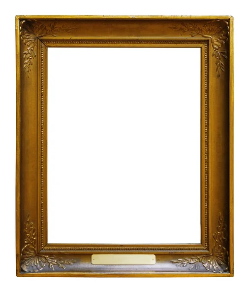 Obraz złoty drewniany ozdobny rama do projektowania na białym tle — Zdjęcie stockowe