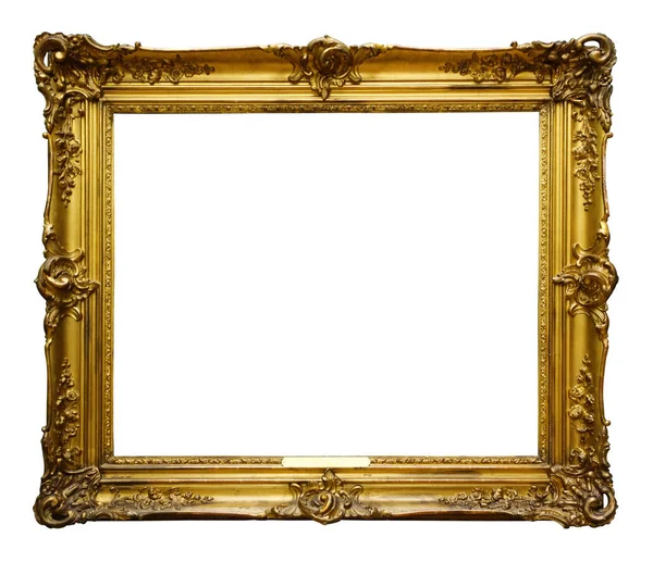 Cuadro marco adornado de madera para el diseño sobre fondo aislado blanco — Foto de Stock
