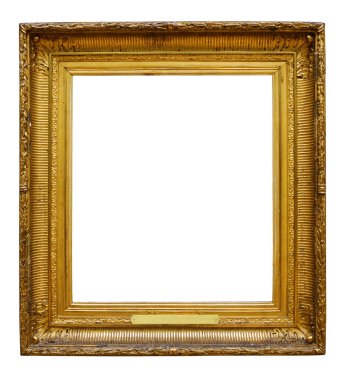 Beyaz izole arka plan üzerinde tasarım için resim ahşap süslü çerçeve