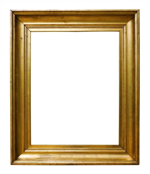 Picture gold wooden ornate frame for design on  isolated background — Stock Photo, Image