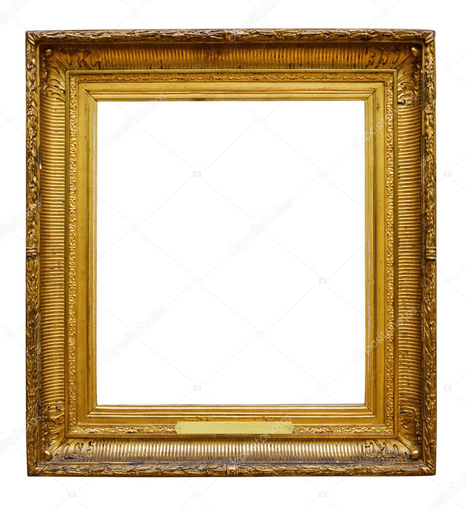 Picture wooden ornate frame for design on white isolated background