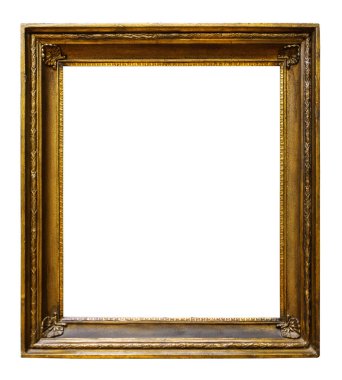 Beyaz arka plan üzerinde tasarım için resim altın ahşap süslü çerçeve