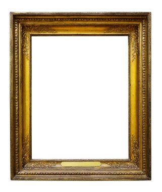 Beyaz arka plan üzerinde tasarım için resim altın ahşap süslü çerçeve