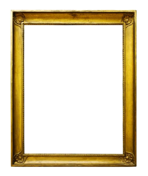 Picture gold wooden ornate frame for design on  isolated background — Stock Photo, Image