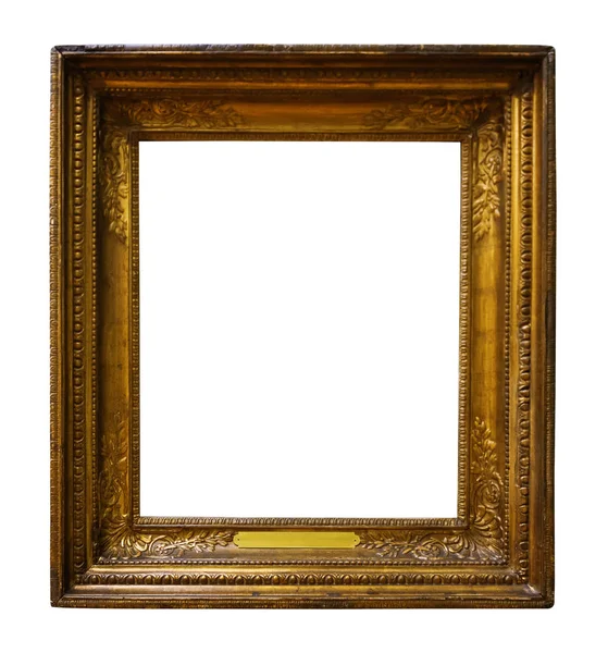 Picture wooden ornate frame for design on white isolated background — Stock Photo, Image