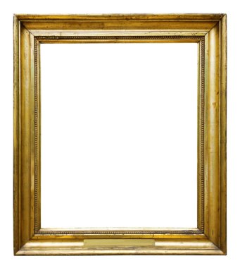 Beyaz arka plan üzerinde tasarım için resim altın ahşap süslü çerçeve
