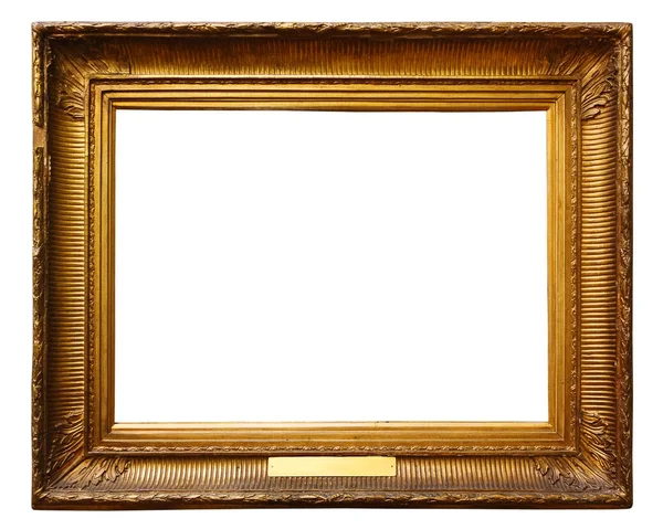 Picture gold wooden frame for design on white  background — Stock Photo, Image
