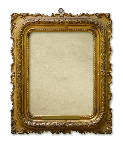 Picture gold wooden frame for design on white isolated background — Stock Photo, Image