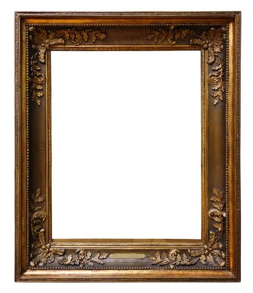 Picture gold wooden frame for design on white  background — Stock Photo, Image