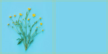 Tatil hediyesi olarak sarı düğün çiçeği desenli güzel bir kartpostal.