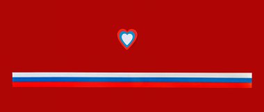 Day of Russia, June 12. Flag in the shape of  heart from smears of white, blue and red colors. Great holiday  card. Lettering and calligraphy in Russian. clipart