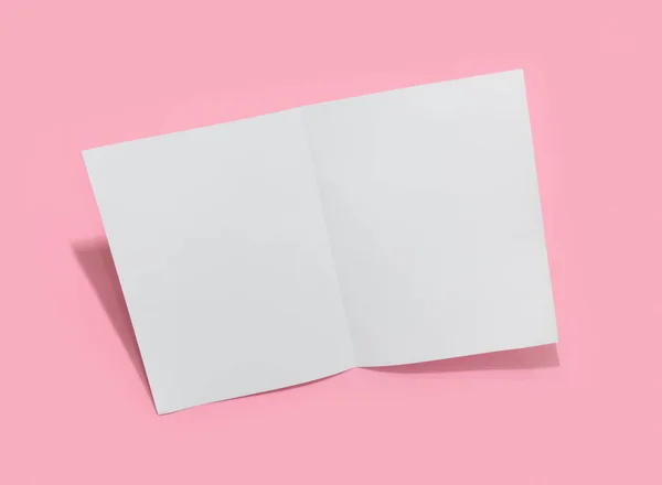 Folha Papel Branco Vazia Para Texto Sobre Fundo Rosa Formulário — Fotografia de Stock