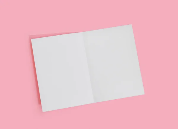 Folha Papel Branco Vazia Para Texto Sobre Fundo Rosa Formulário — Fotografia de Stock