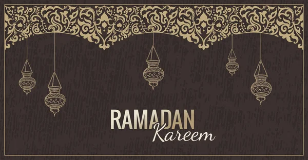 Tarjeta de felicitación Vector Ramadan Kareem. Fondo islámico . — Vector de stock