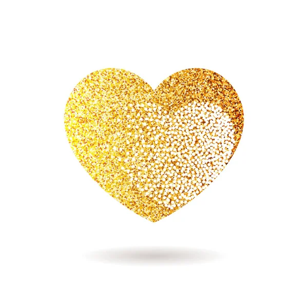 Altın glitter kalp. Sevgililer günü afiş, kartı, poster. — Stok Vektör