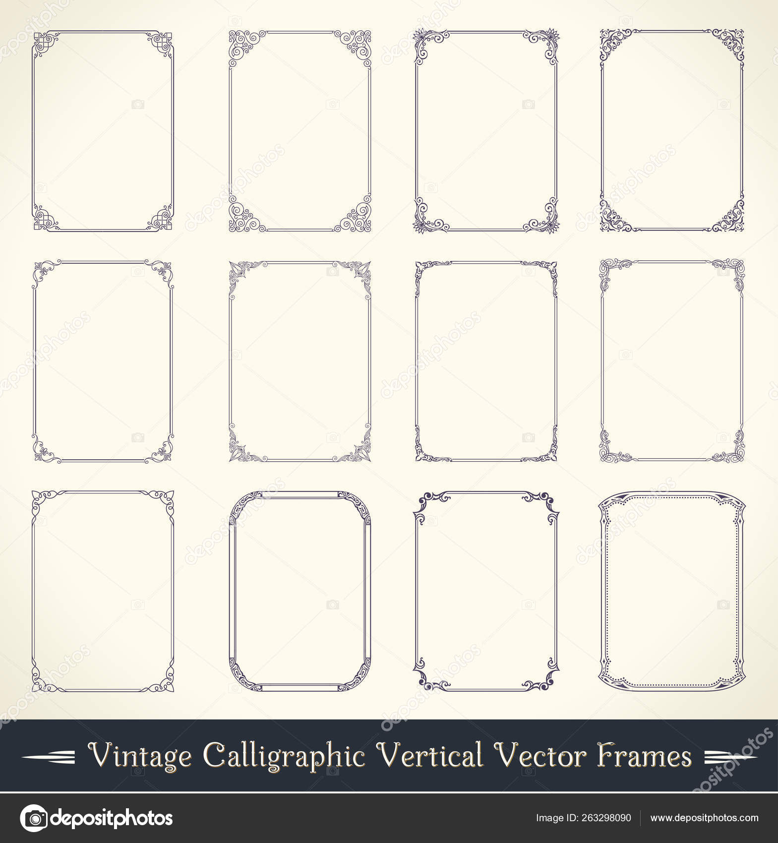 Винтажная Каллиграфическая Рамка. Черно-Белая Векторная Граница.