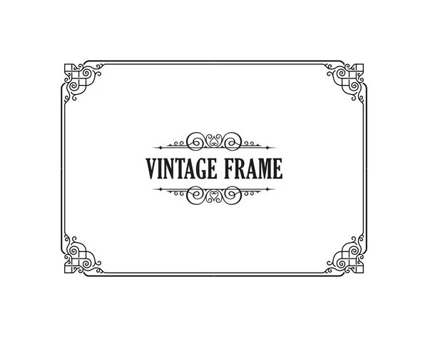 Moldura caligráfica vintage. Fronteira vetorial preto e branco do convite, diploma, certificado, cartão postal —  Vetores de Stock