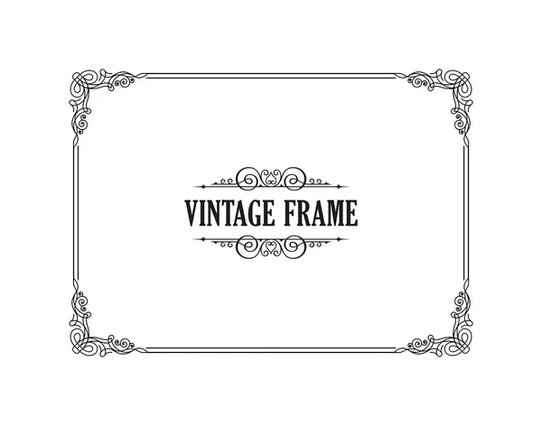 Vintage calligraphic frame. Black and white vector border of the invitation, diploma, certificate, postcard — Stock Vector