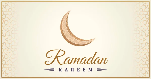 Tarjeta de felicitación islámica Ramadán Kareem. Mezquita de la línea de diseño oriental con patrón árabe — Vector de stock