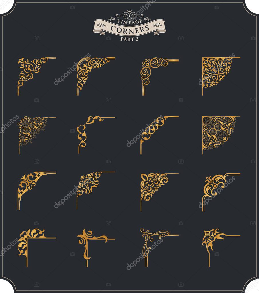 Vettoriale stockAngolo retrò unico per set di cornici. Modelli vettoriali  vintage per inviti e certificati reali di ©Extezy #300728930, image size:905x1023