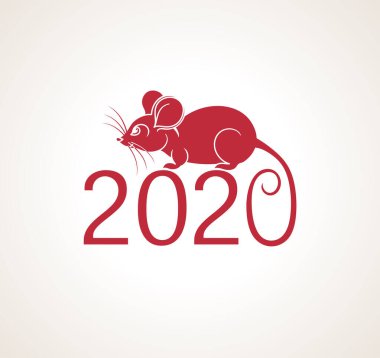 Yeni yıl 2020, geçmiş kutlamaları. Yeni yılın sembolüyle vektör karesi pankartı