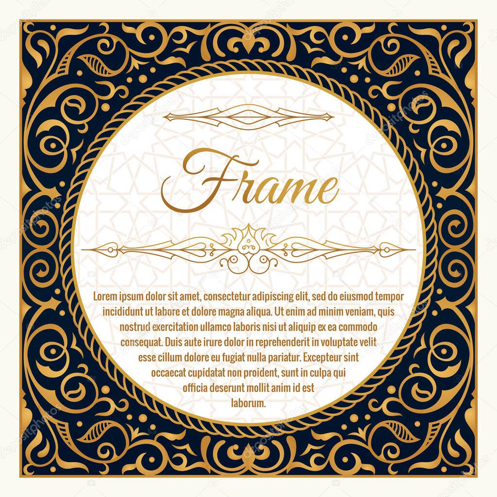 Floral frame or label in vintage ornament for packing