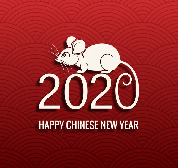 Nytt år 2020 gratulerar bakgrund. Vektor fyrkantig banner med symbolen för det nya året — Stock vektor