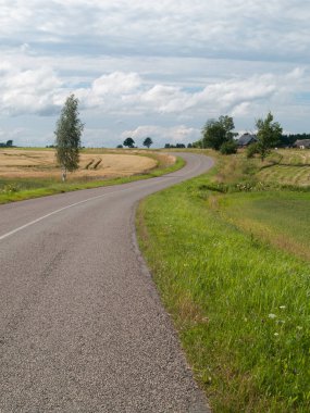 Letonya 'daki Güzel Kırsal Peyzaj Yolu.
