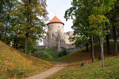 Eski şato ve park Cesis, Letonya.