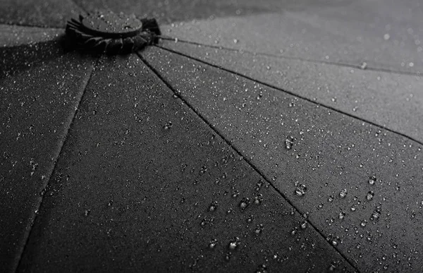 Black Waterproof Umbrella Texture Water Droplets — Stock Photo, Image