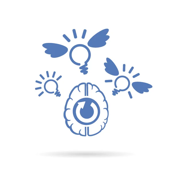 Ілюстрація Процесу Генерації Ідей Мозку Символ Лампочки Людського Мозку Векторне — стоковий вектор
