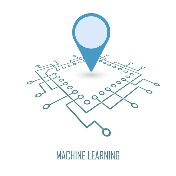 机器学习现代技术符号 地理位置符号 矢量说明 — 图库矢量图片